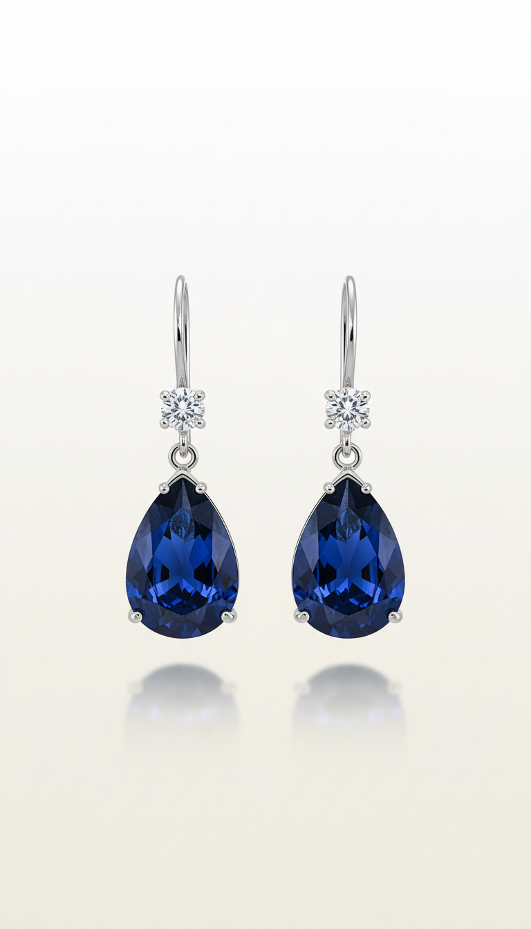 Pear-Shaped Sapphire Drop Earrings