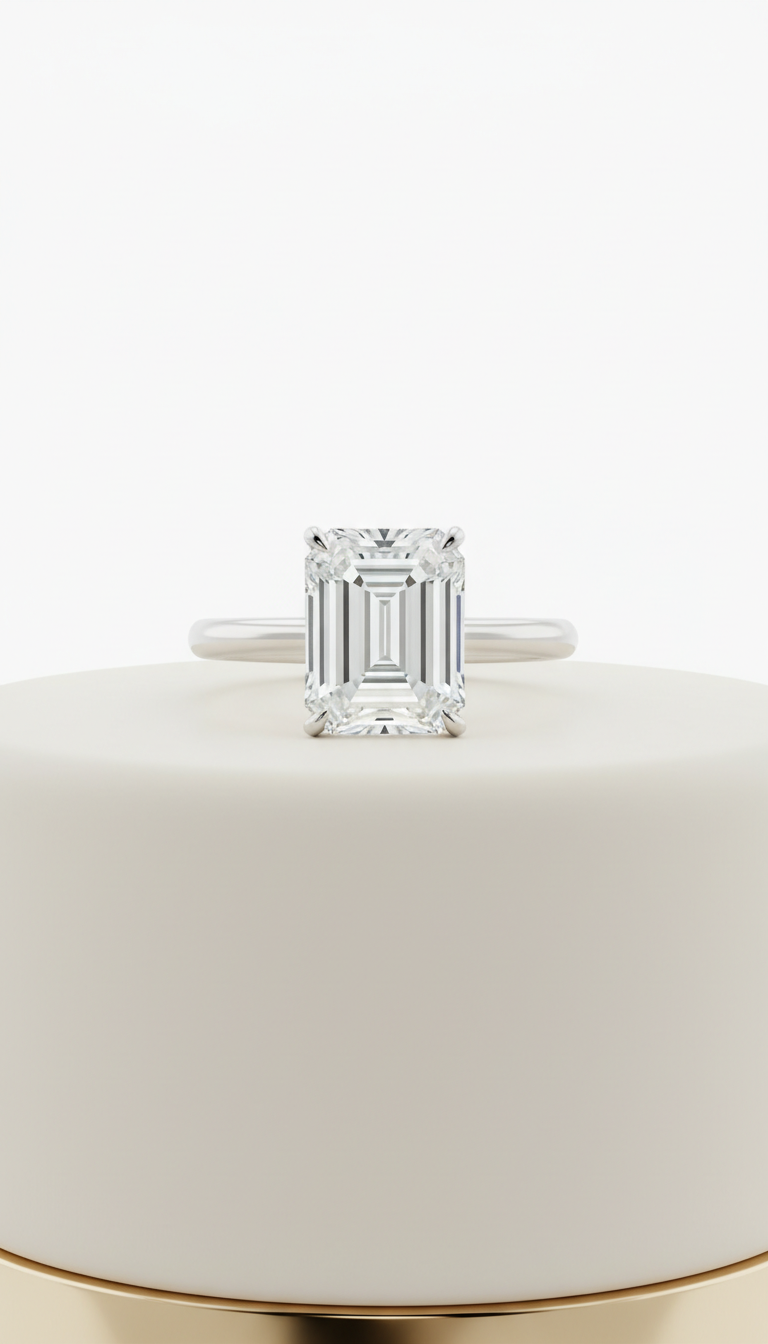 Solitaire Emerald-Cut Diamond Ring