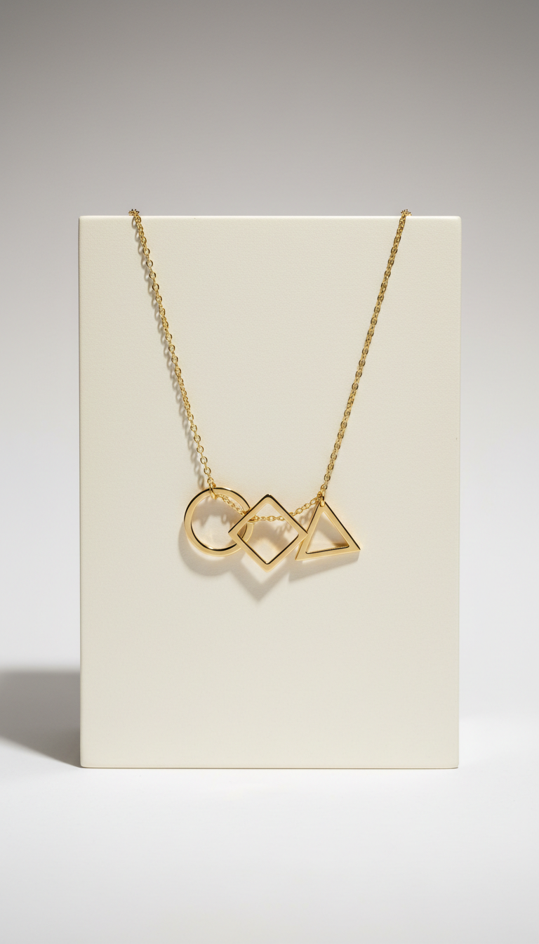 18K Gold Geometric Pendant Necklace